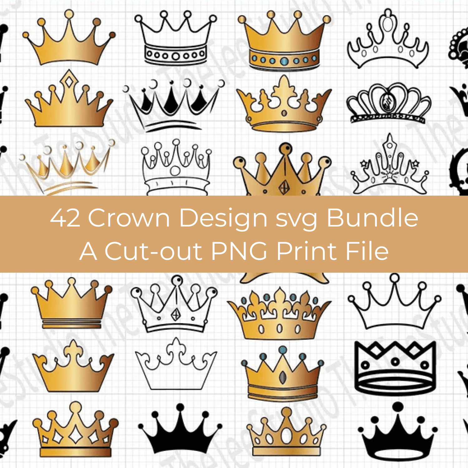 42 Crown Design Svg Bundle image.