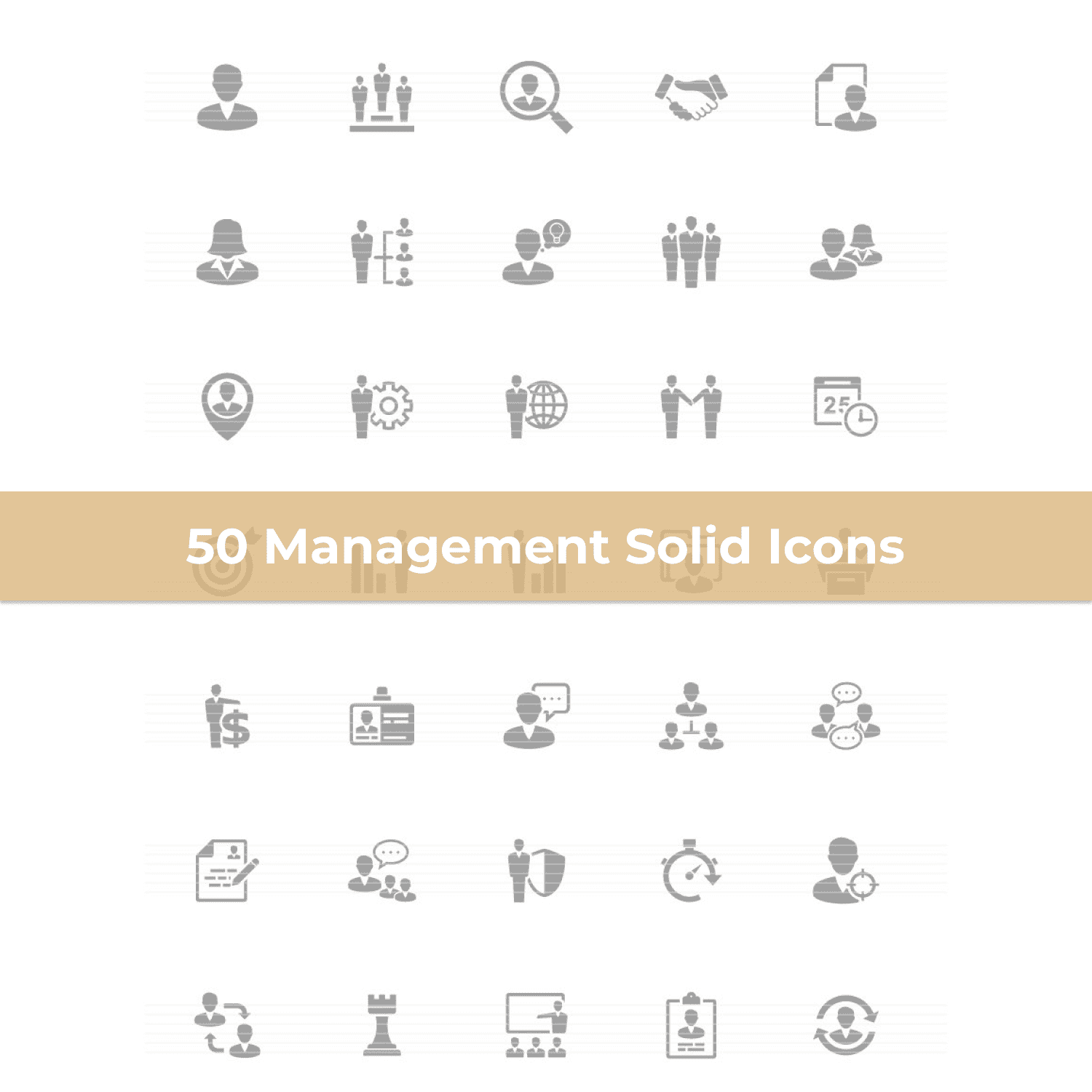 50 Management Solid Icons cover image.