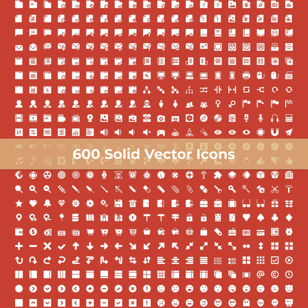 600 Solid Vector Icons – MasterBundles
