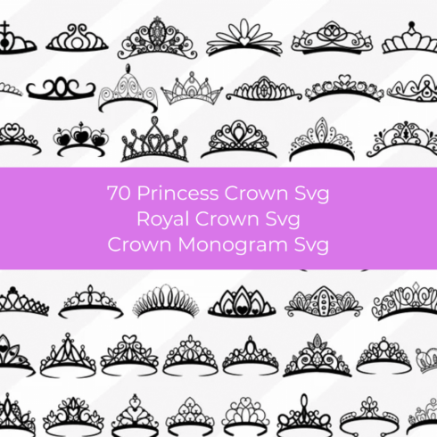 70 Princess Crown Monogram Svg.