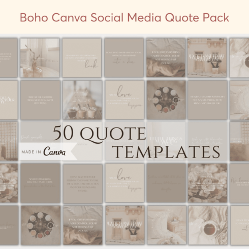 Boho Canva Social Media Quote Pack cover image.