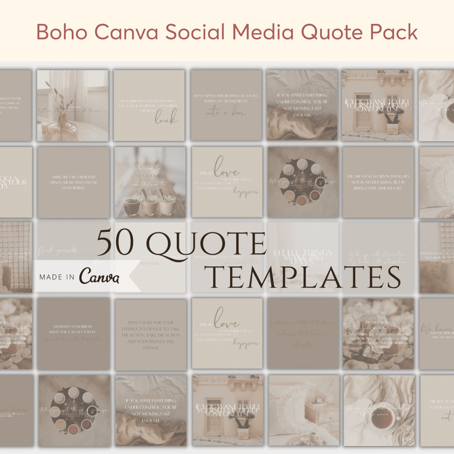 Boho Canva Social Media Quote Pack cover image.
