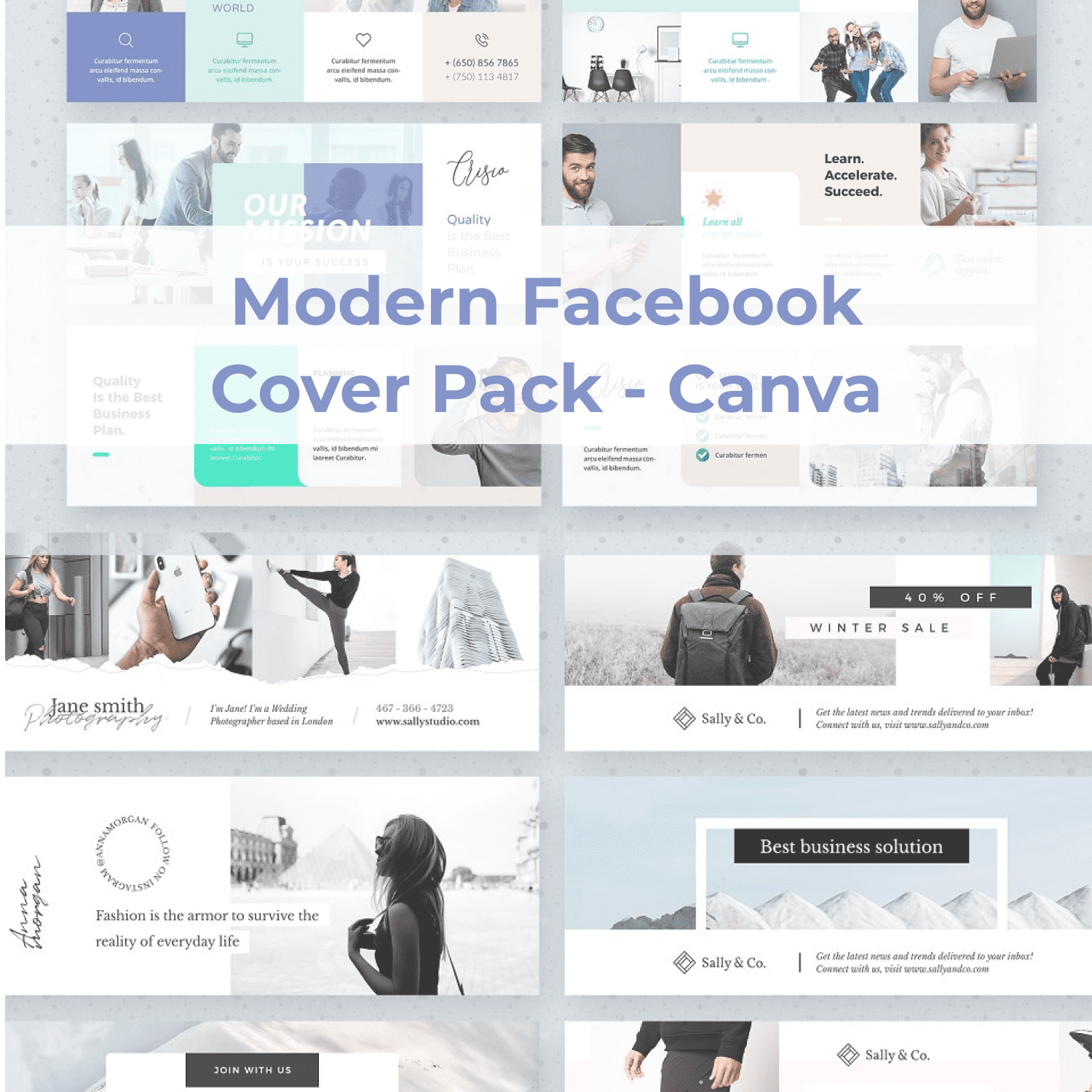 Modern Facebook Cover Pack - Canva cover image.