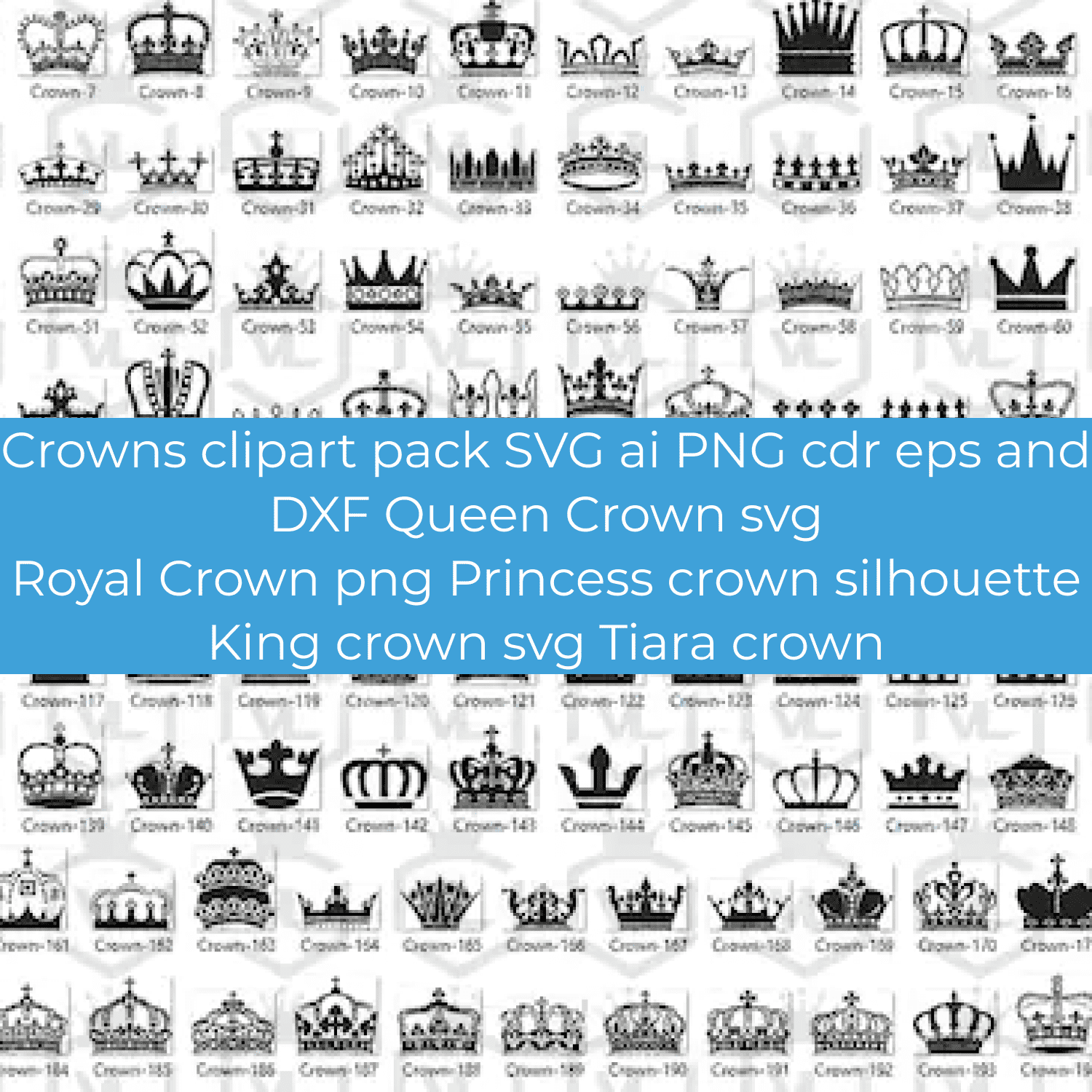 Crowns clipart pack SVG.