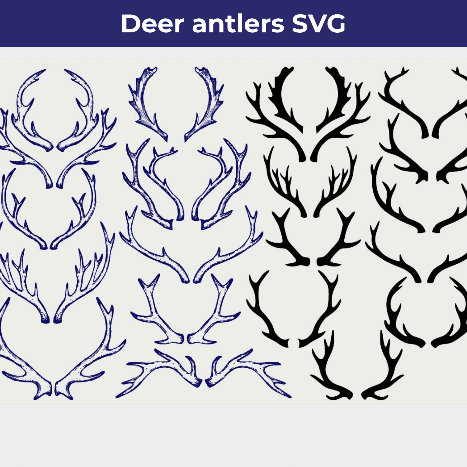 Set of deer antlers svg.