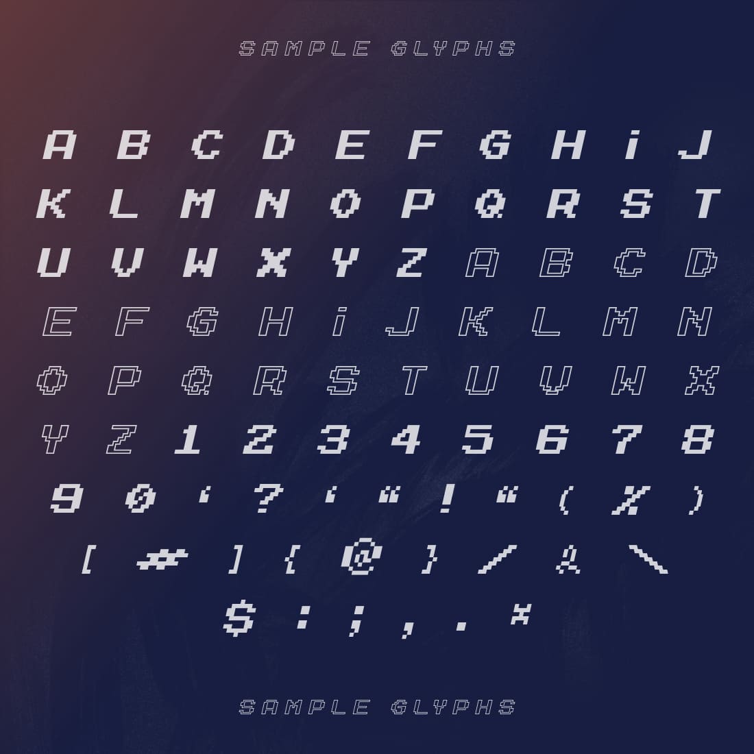 Equestrian Pixel Font Sample Glyphs.