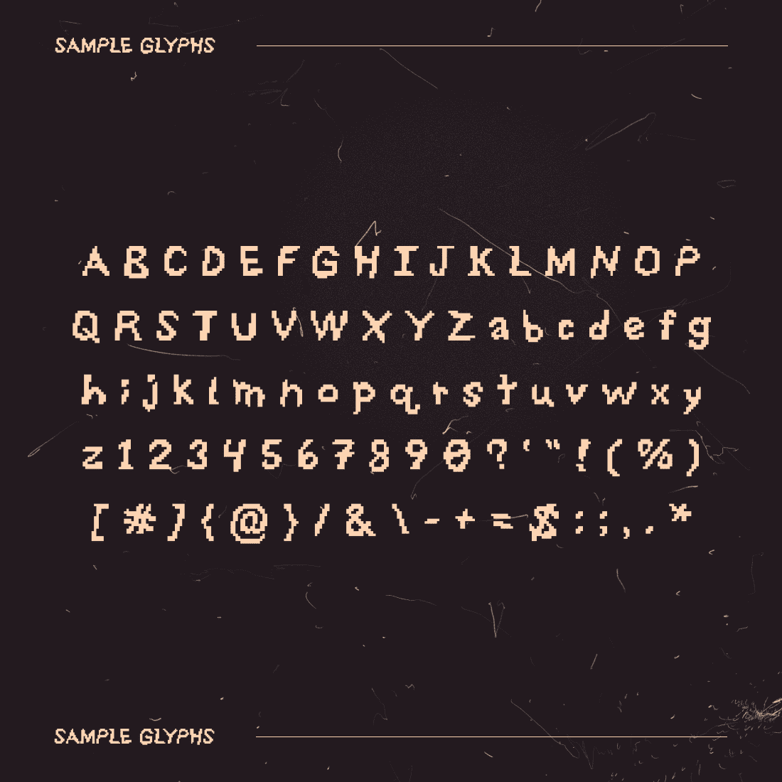 Frankheart Pixel Font Sample Glyphs.