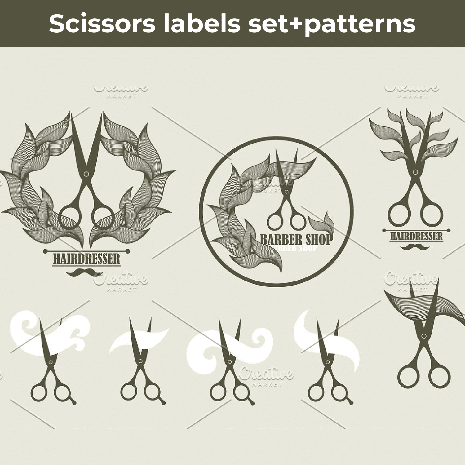 Boho scissors labels and patterns cover image.