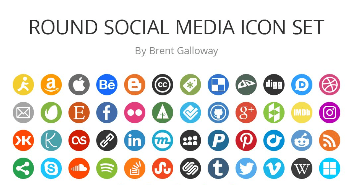 Colorful social media icon collection.
