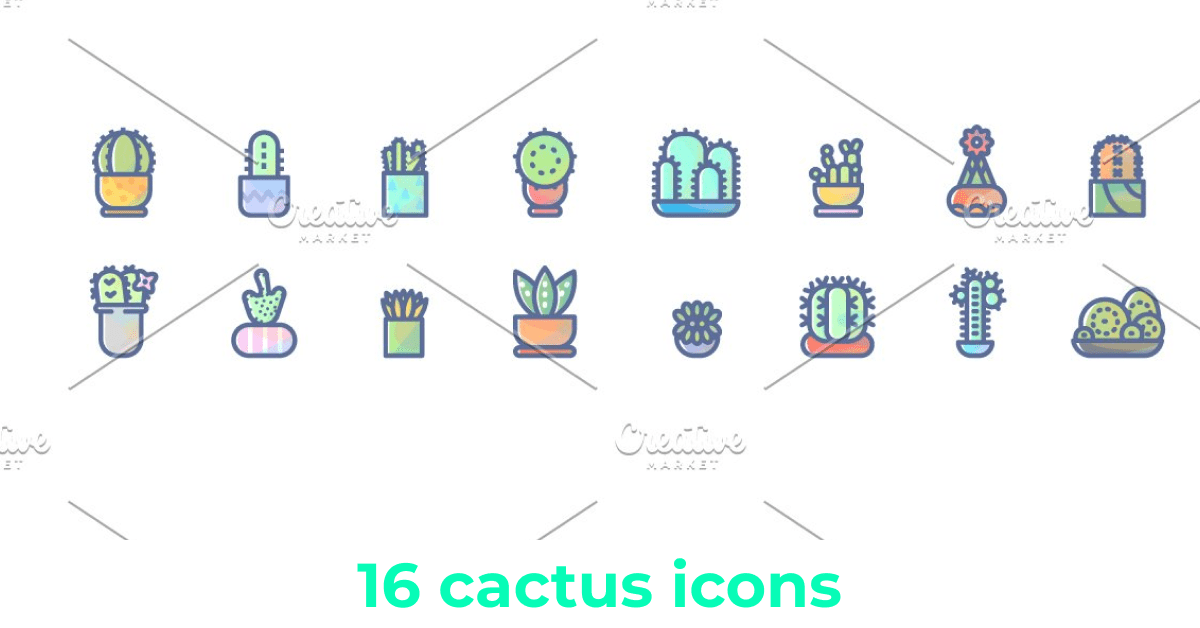 Cute collection of cactus icons.