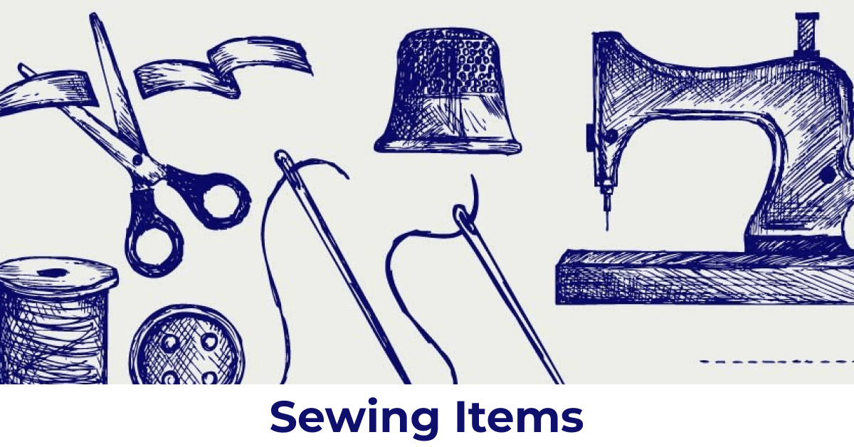 Simple designs of sewing items.