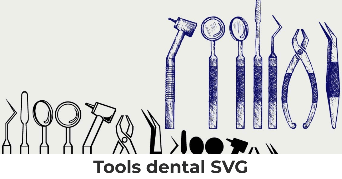 Creative collection of tools for dental industry.