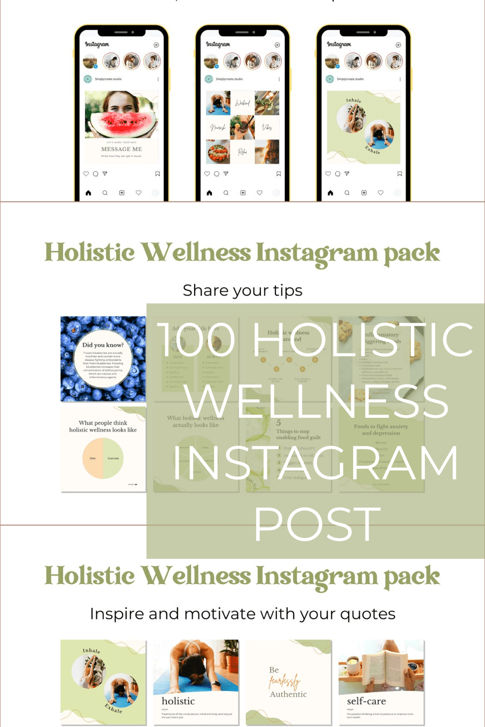 100 Holistic Wellness Instagram Post - Pinterest.