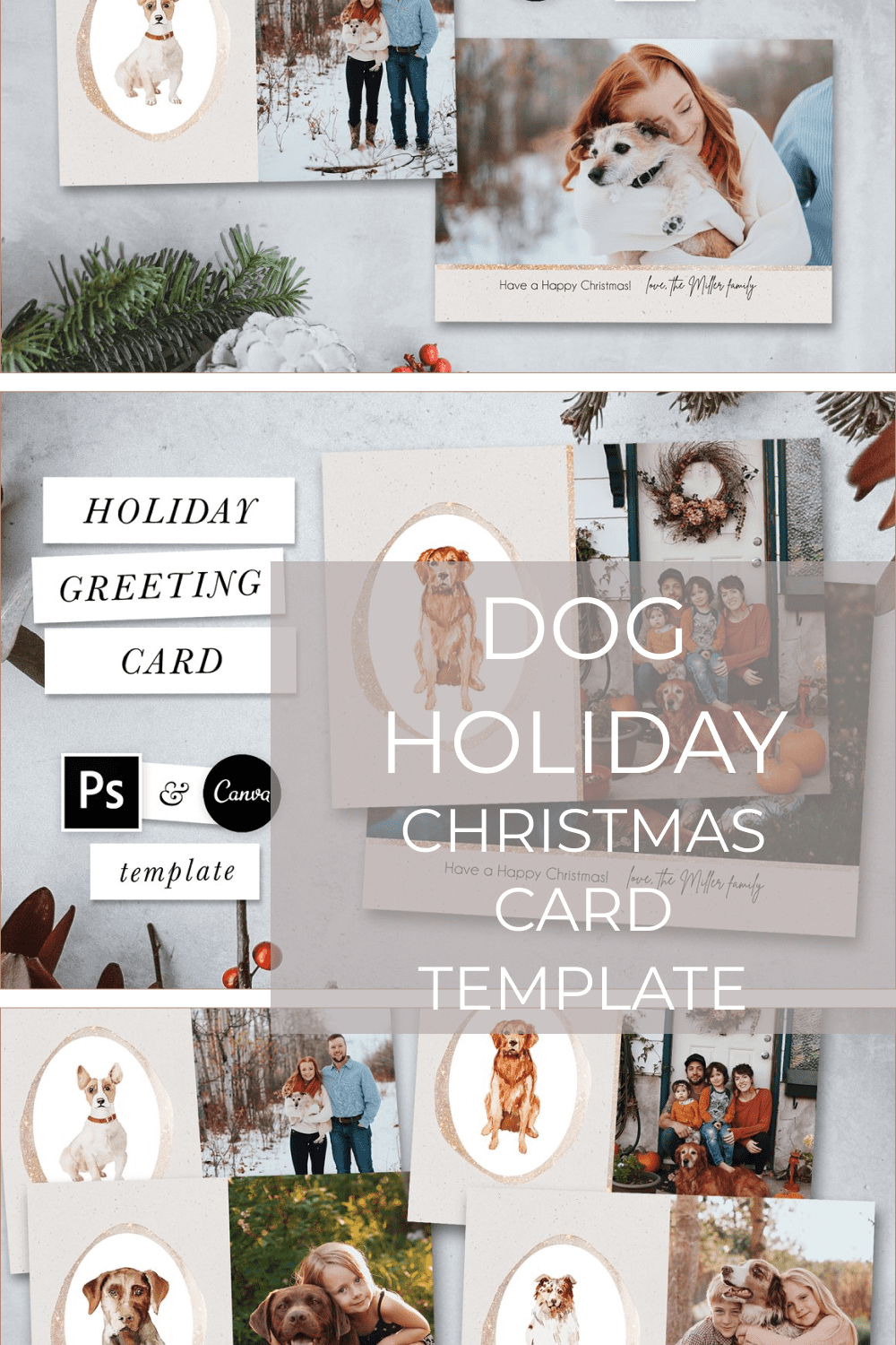 Dog Holiday Christmas Card Template - Pinterest.