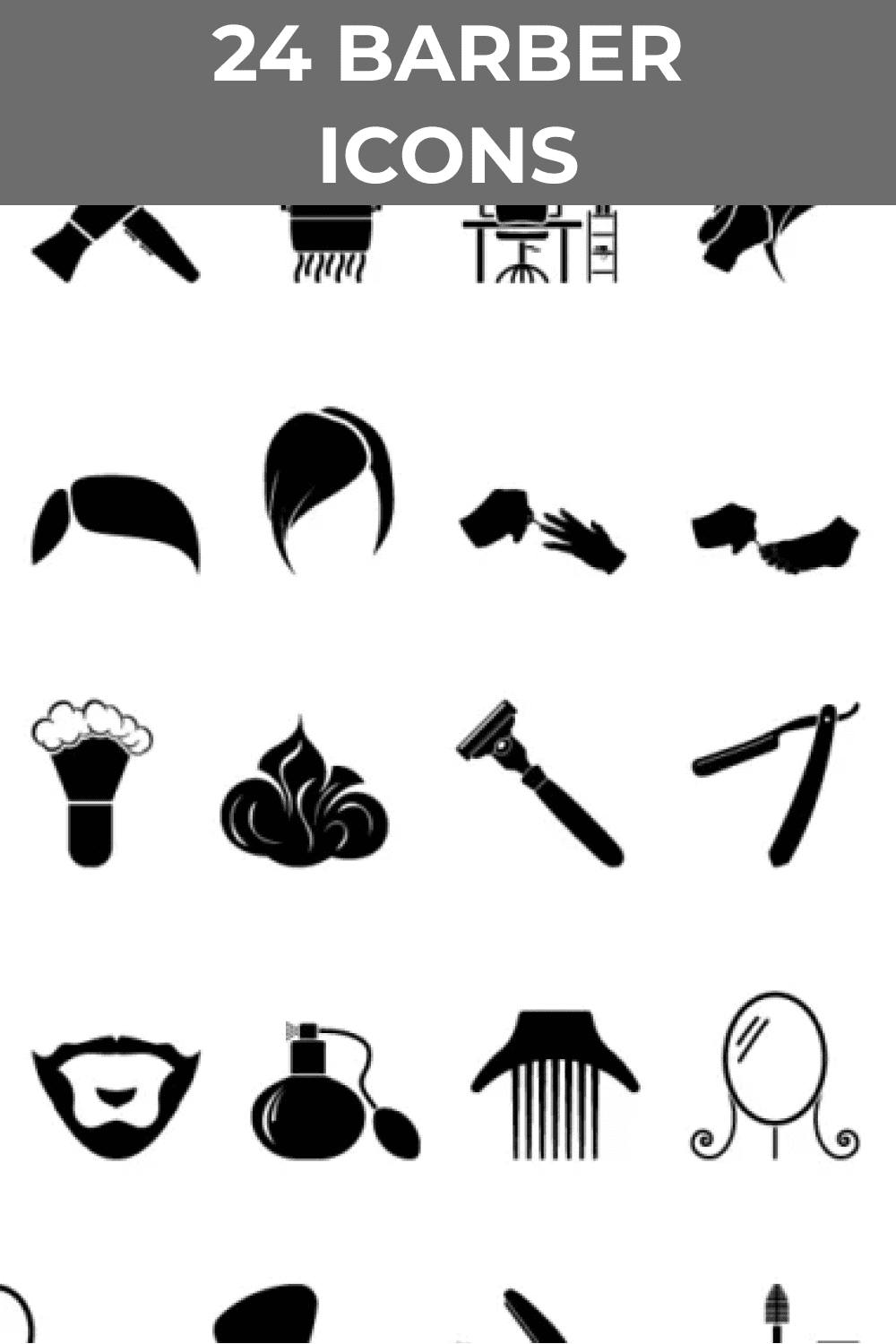 Useful icons for barber presentation.