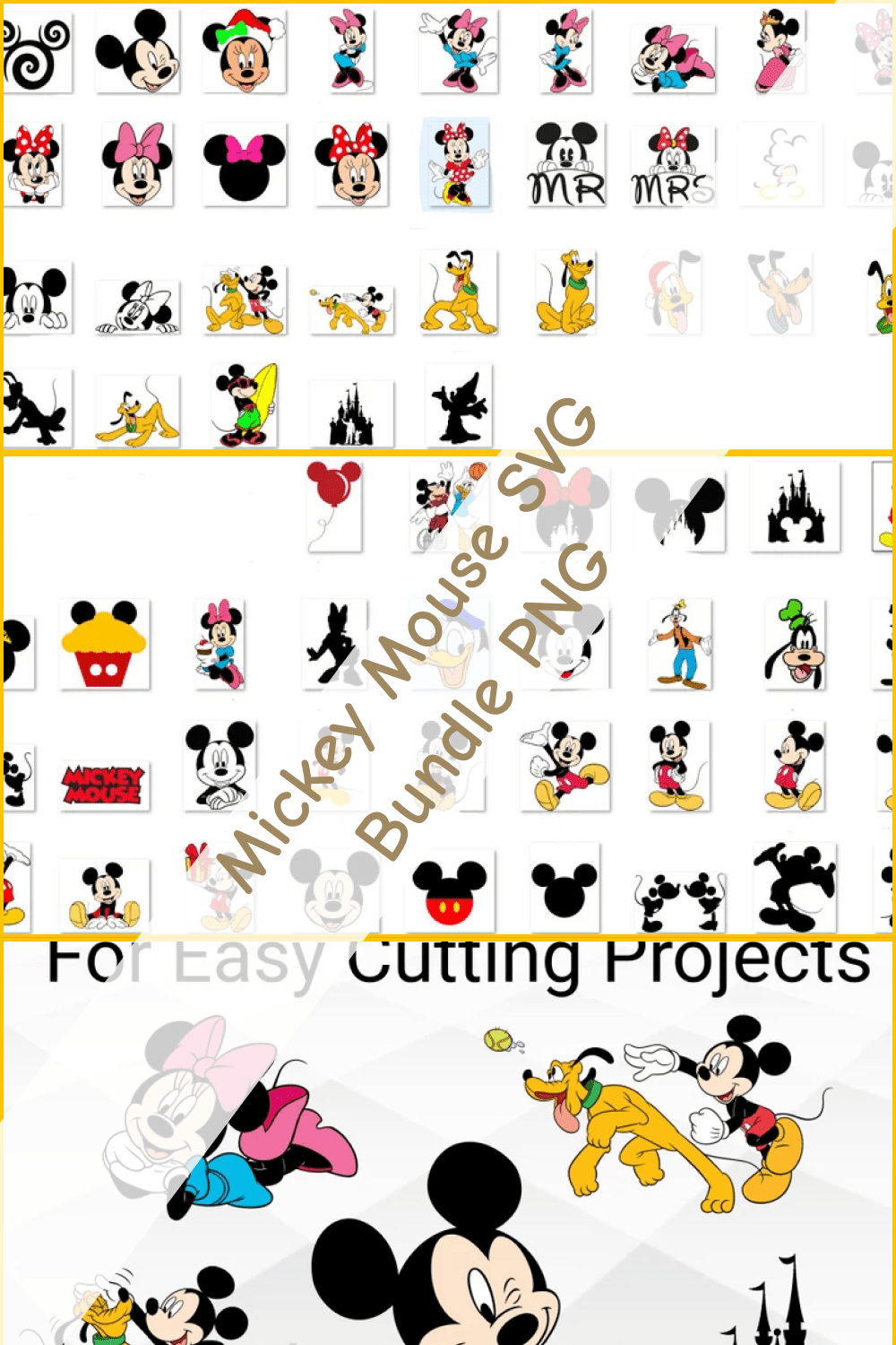 A lot of characters from Mickey Mouse cartoon.