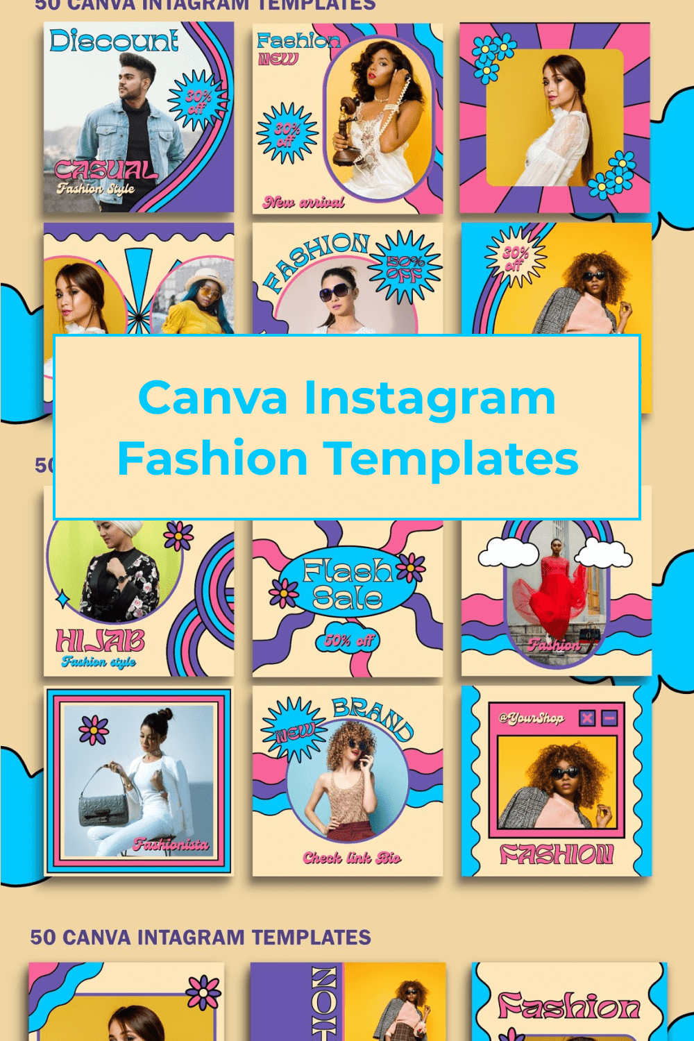 Big collection of colorful instagram templates.