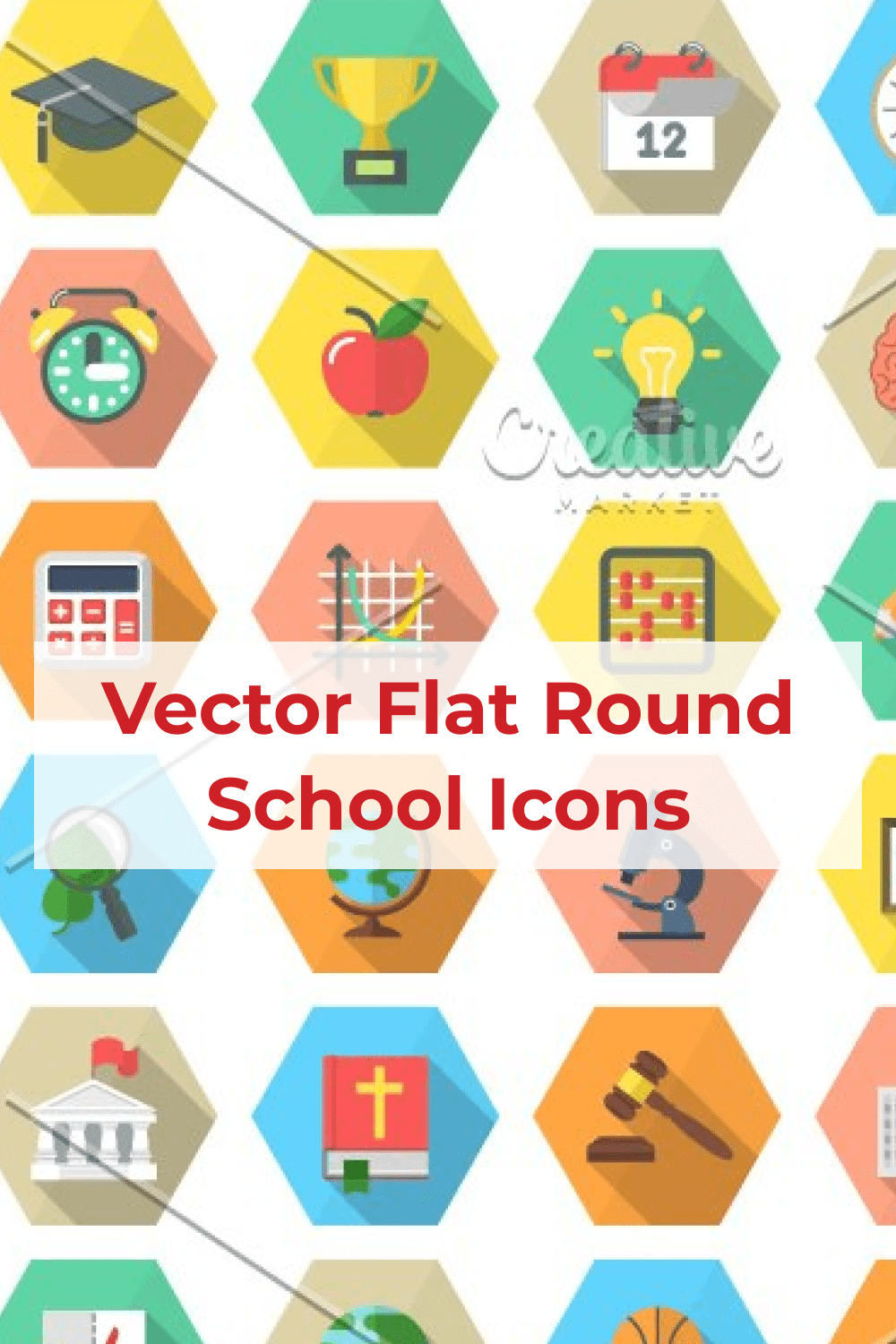 Vector Flat Round School Icons - Pinterest.