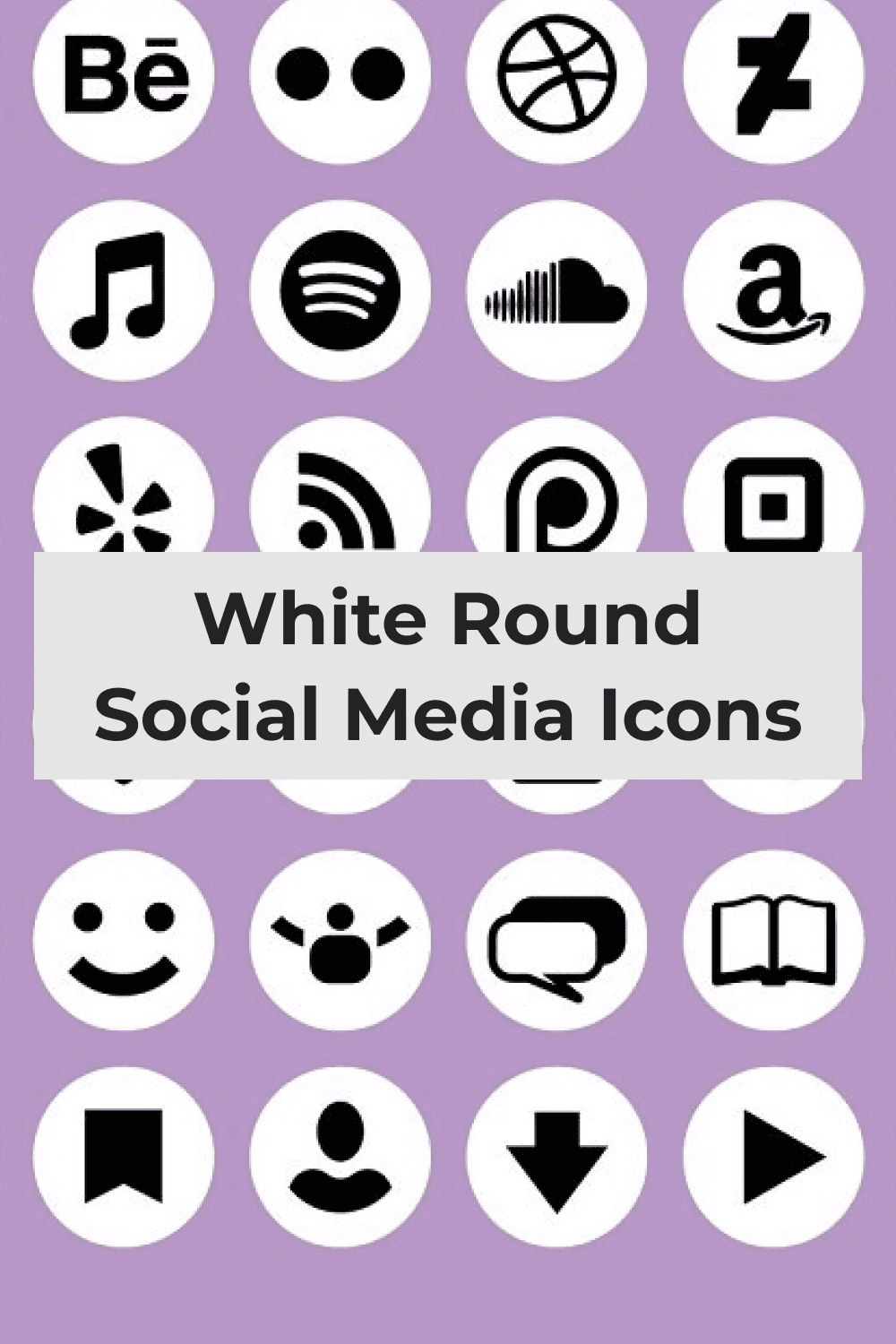 White Round Social Media Icons - Pinterest.