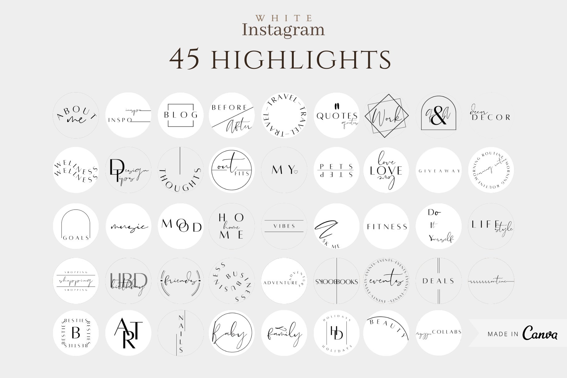 Bundle includes 45 icons for your highlights.