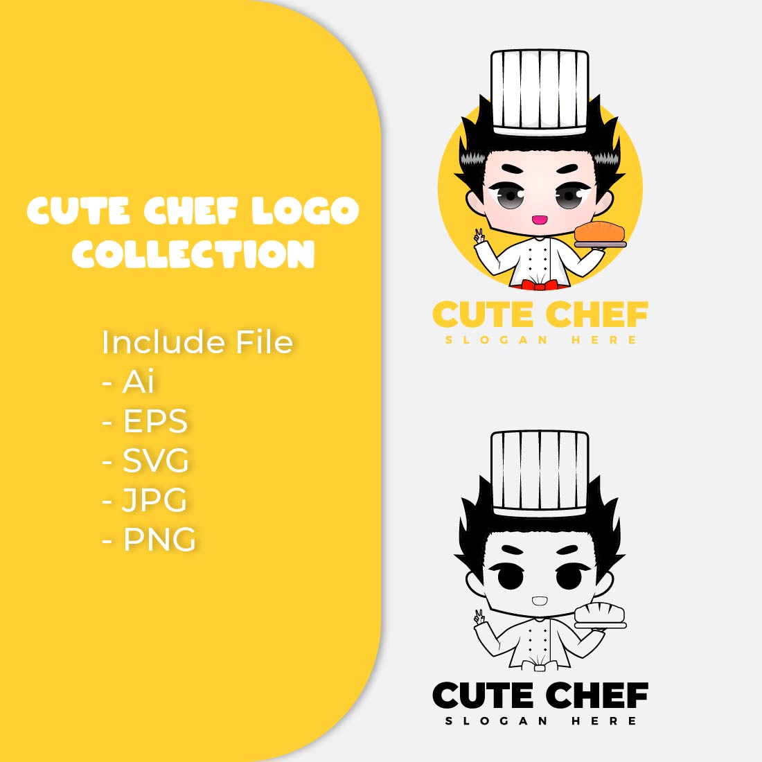 Cute Chef Character Logo Collection preview image.