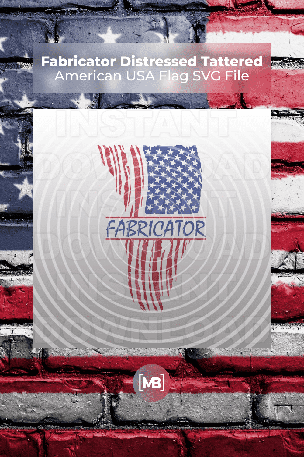 Fabricator Distressed Tattered American USA Flag SVG File.