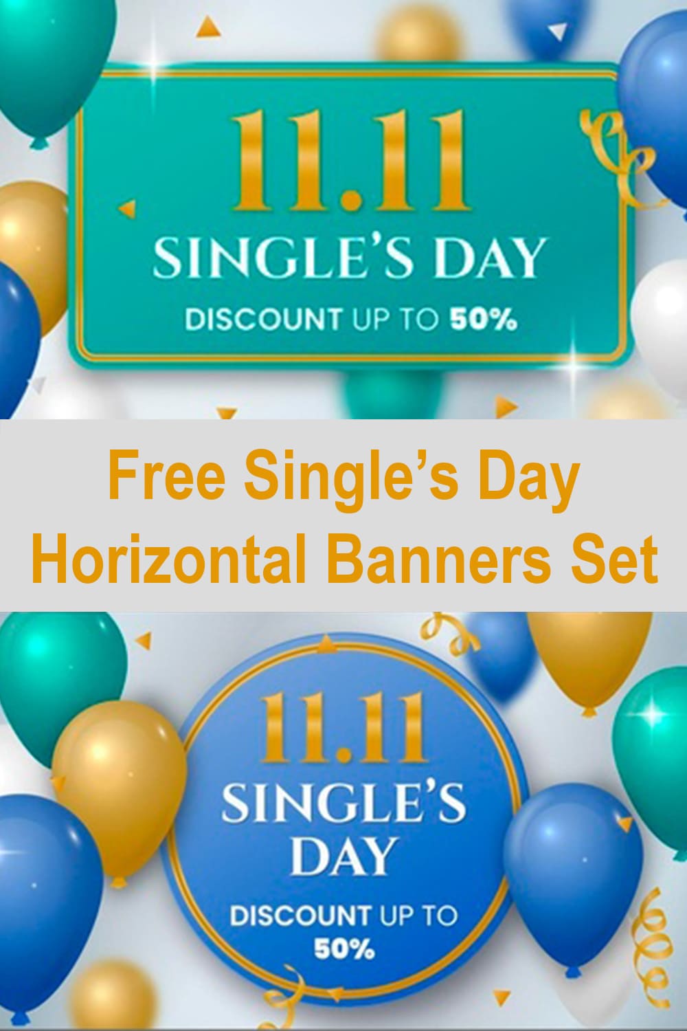 Free Single's Day Horizontal Banners Set Pinterest.
