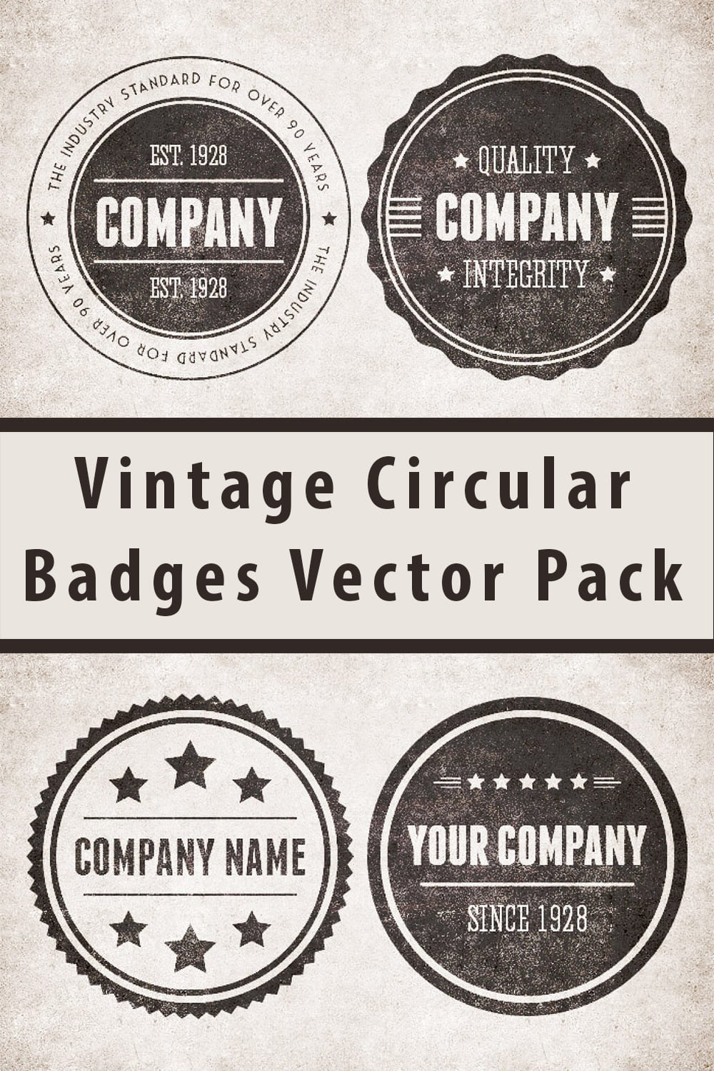 Vintage Circular Badges Vector Pack - Pinterest.