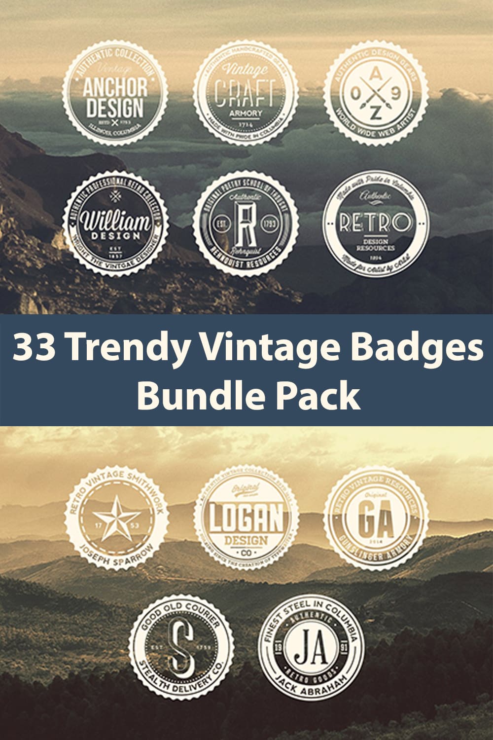 33 Trendy Vintage Badges Bundle Pack - Pinterest.