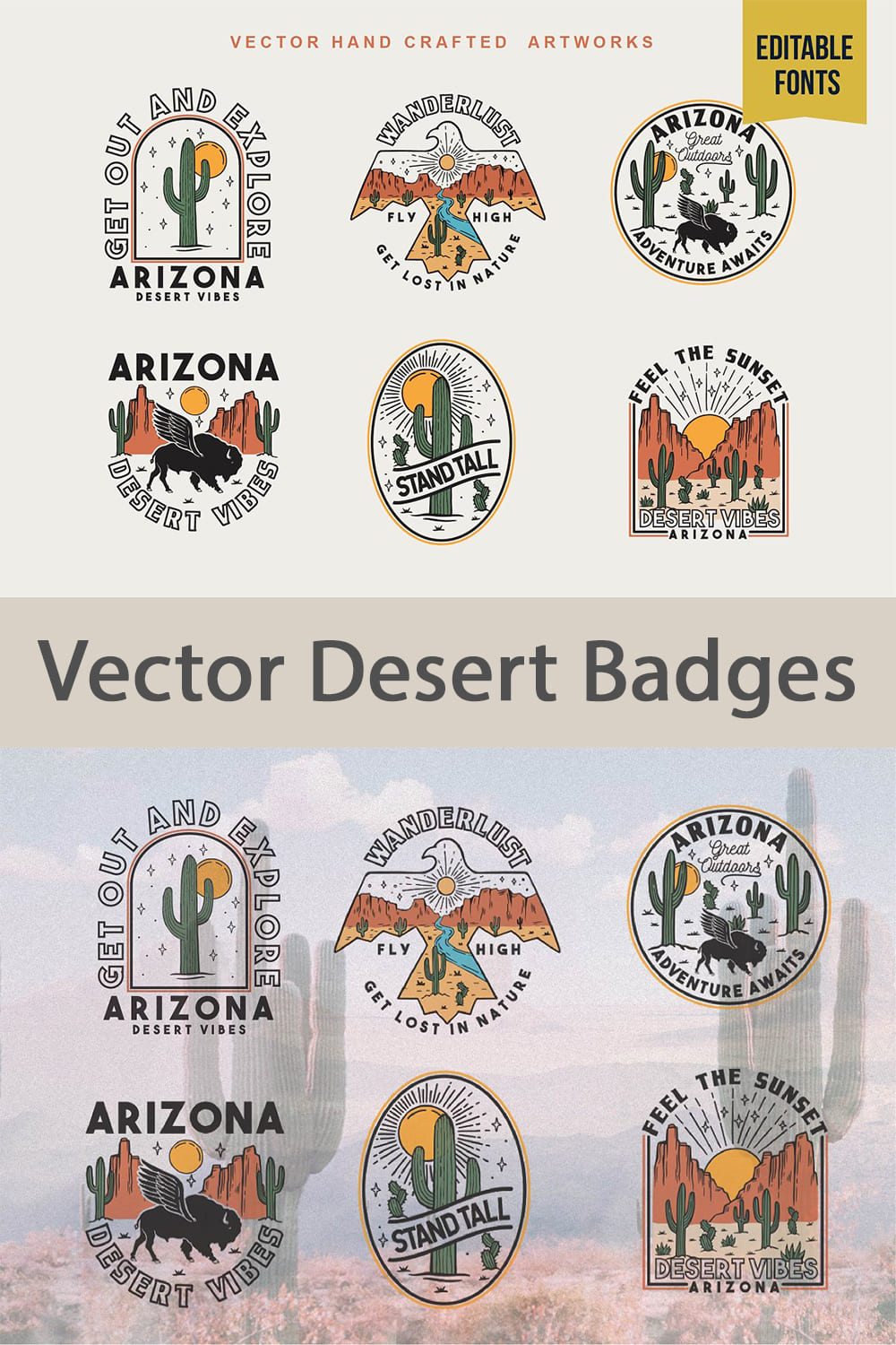 Vector Desert Badges Pinterest.