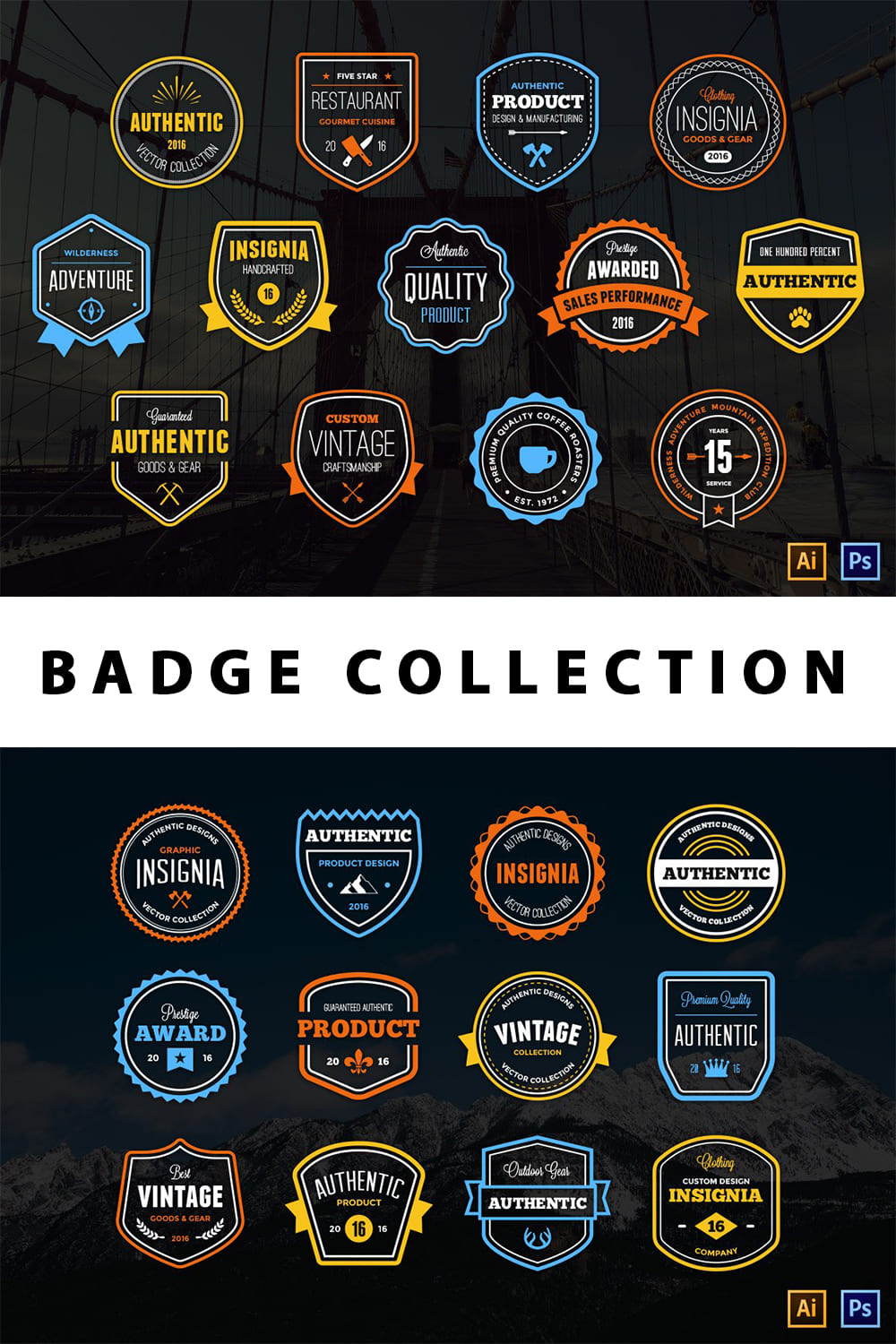Badges with bright vibes.