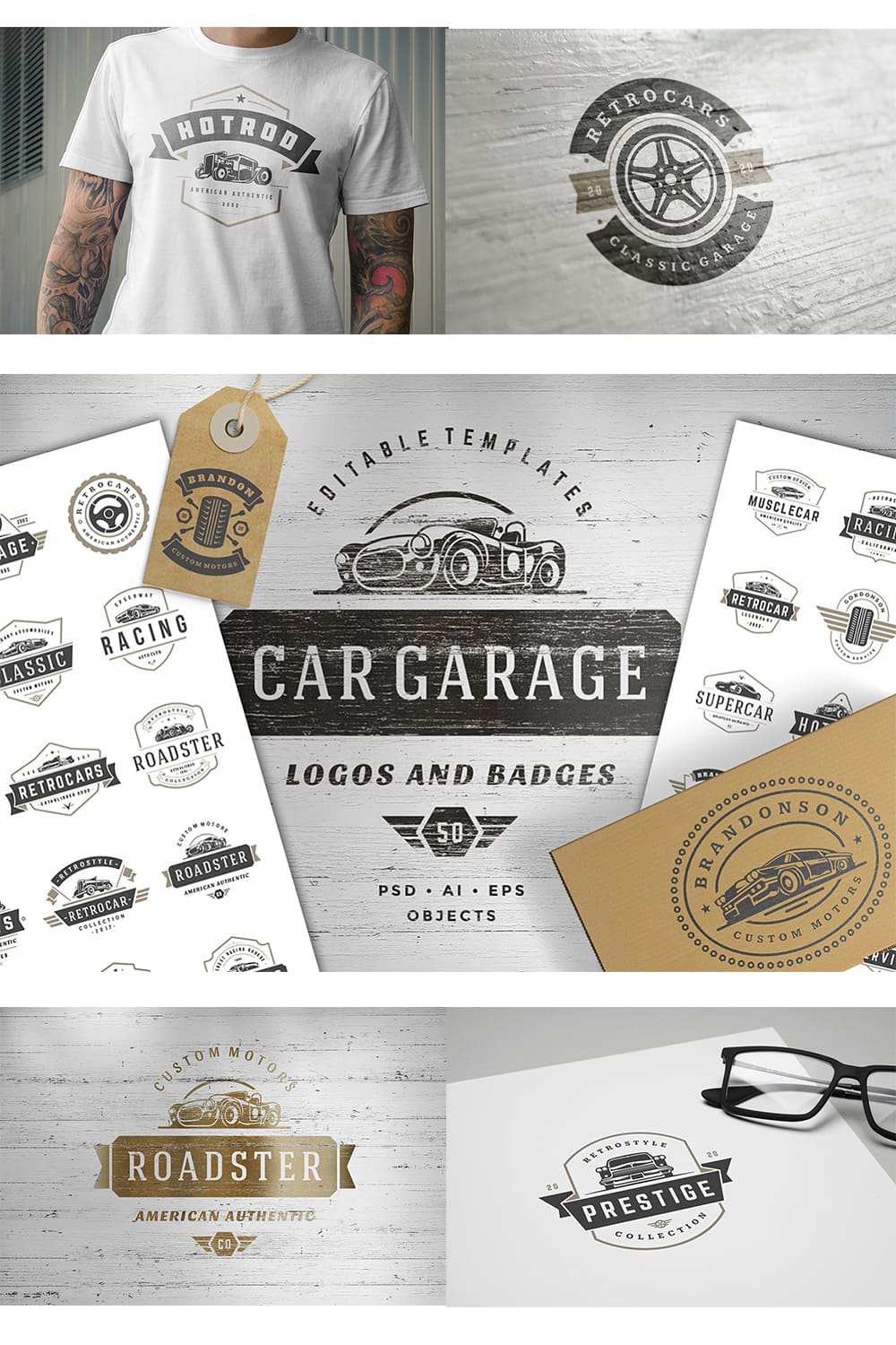 Editable retro car badges and logos.