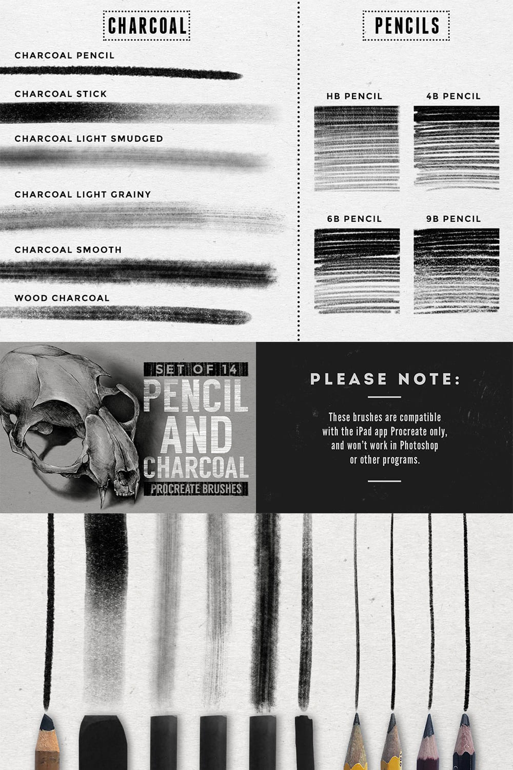 Pencil & charcoal Procreate brushes - for Pinterest.