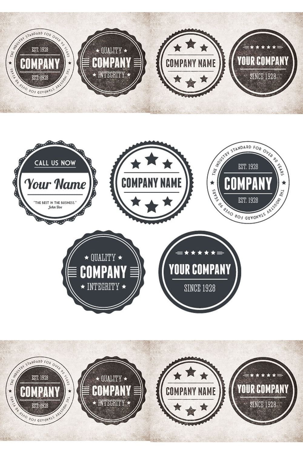 Logos in different circle types.