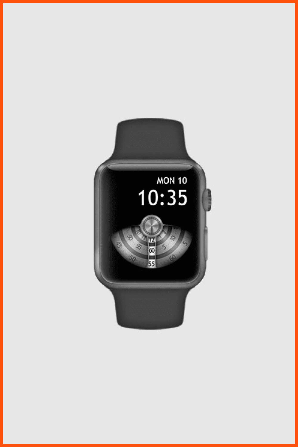 Apple watch with half round clock face.