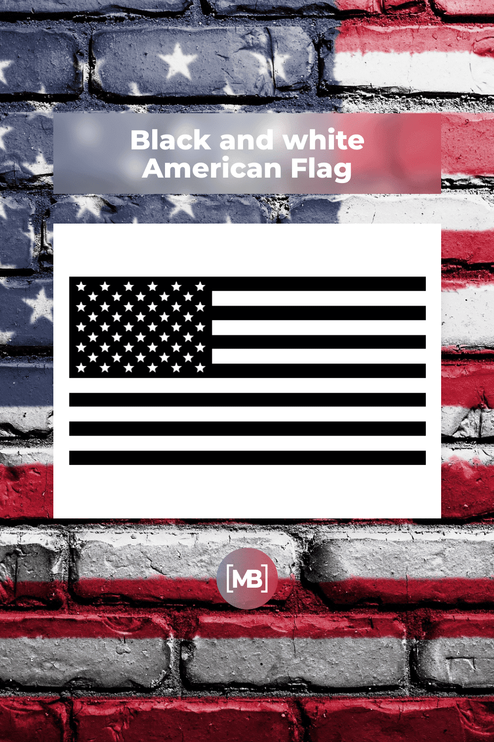 Black and white American Flag.