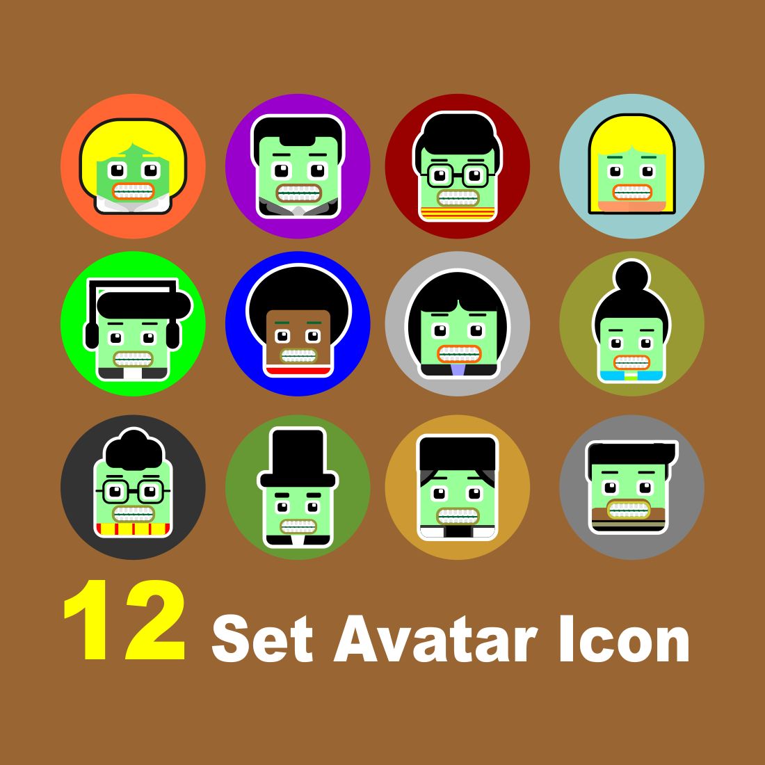 12 set cute avatar icon 2