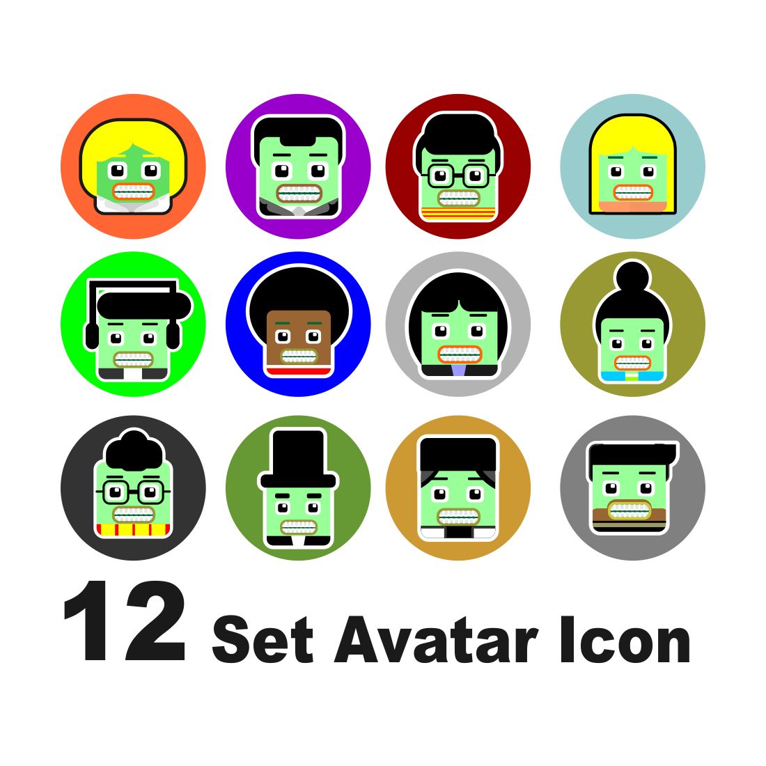 12 set cute avatar icon