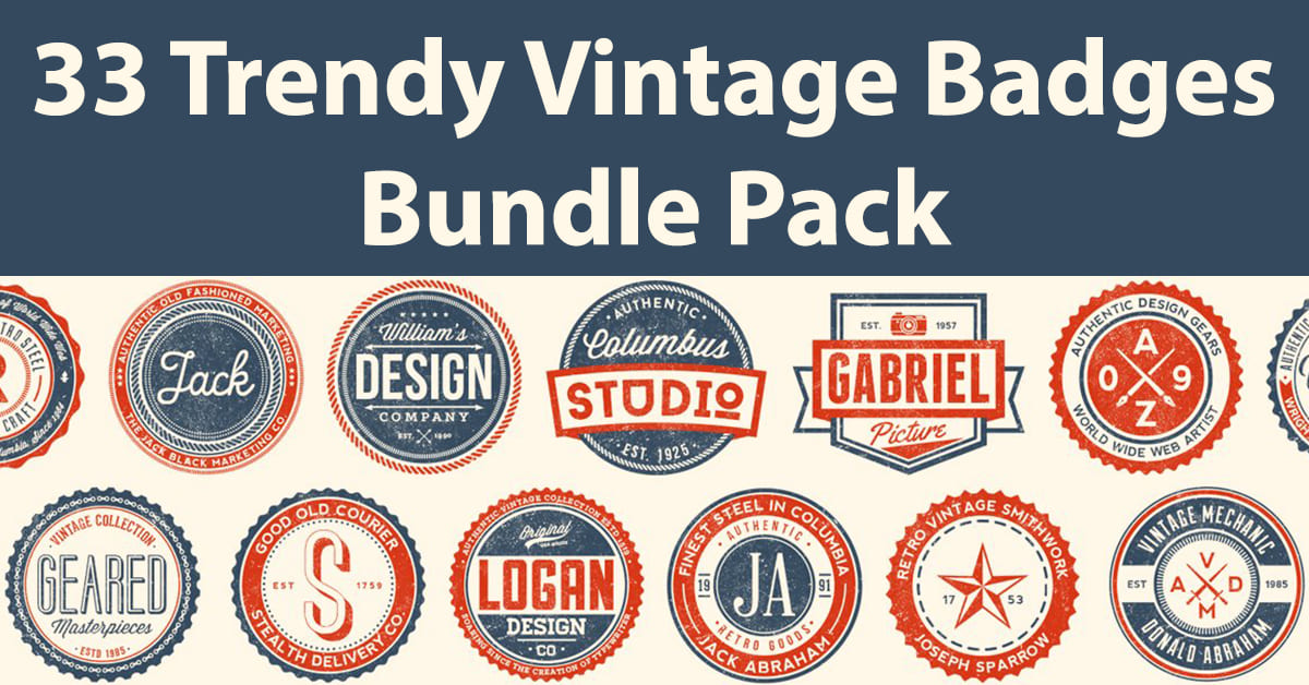 Trendy logos and badges in vintage style.