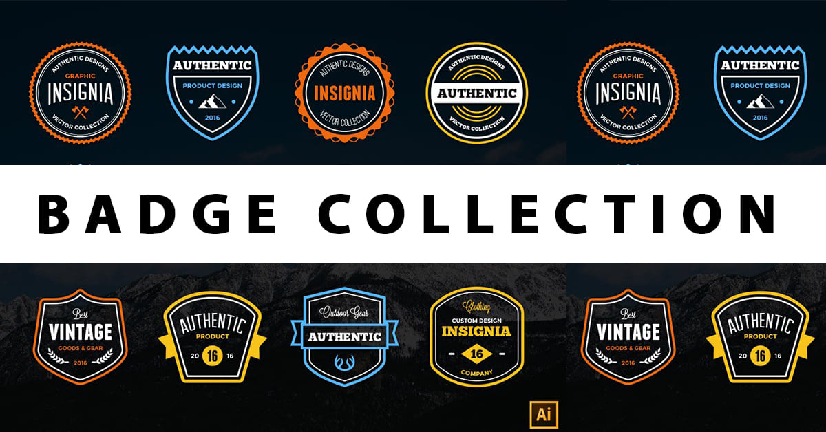 Colorful collection of modern badges.