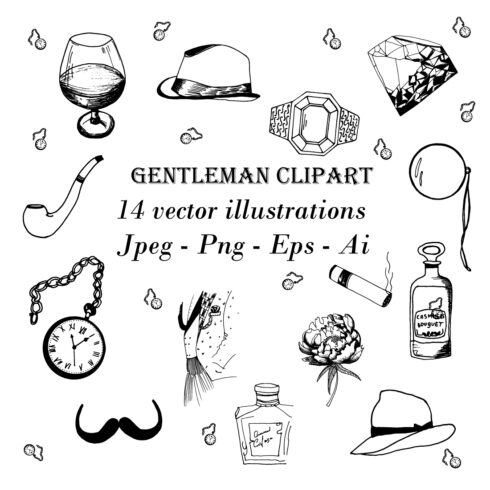 Gentleman Retro Vector Pack Clipart cover image.