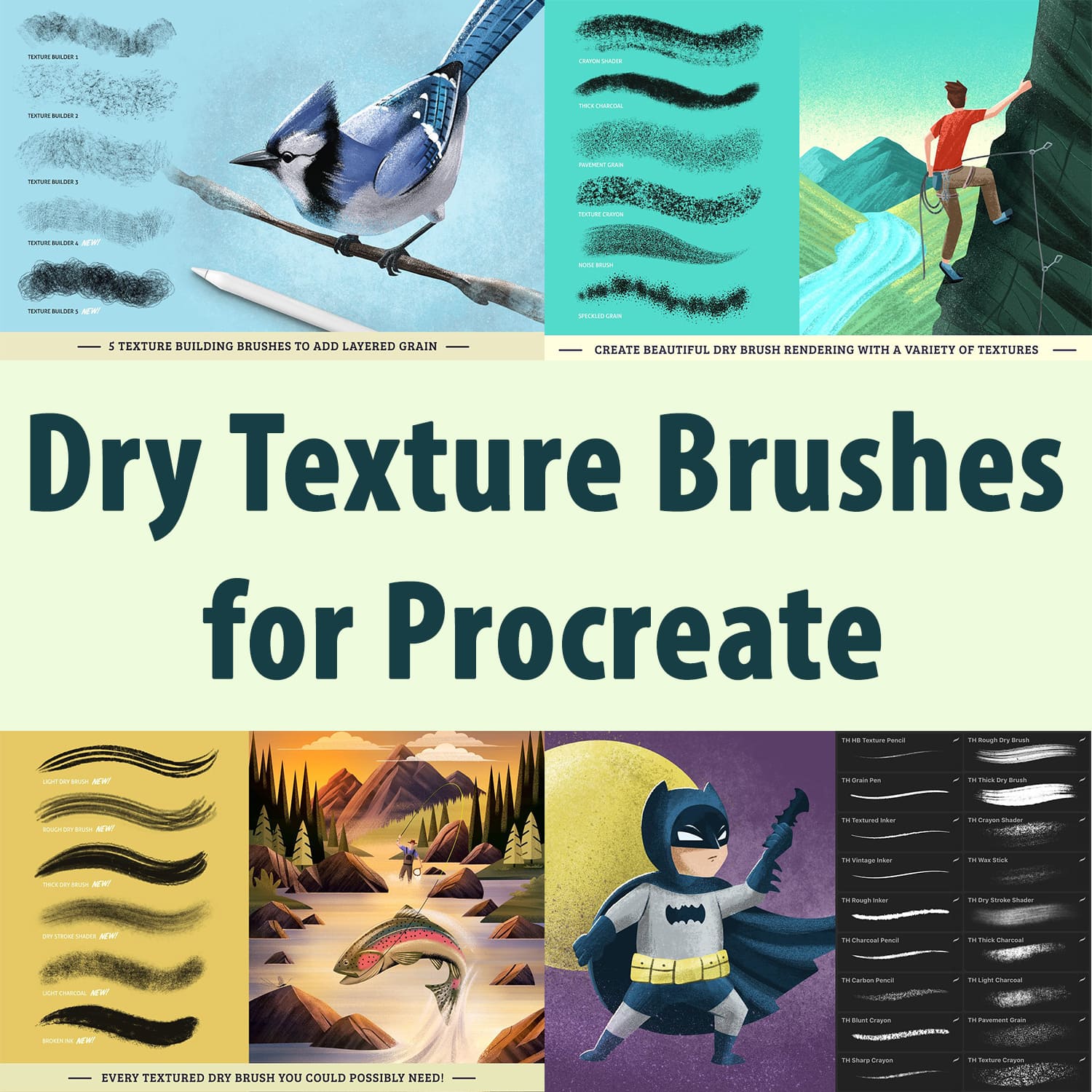 Dry Texture Brushes for Procreate main cover.