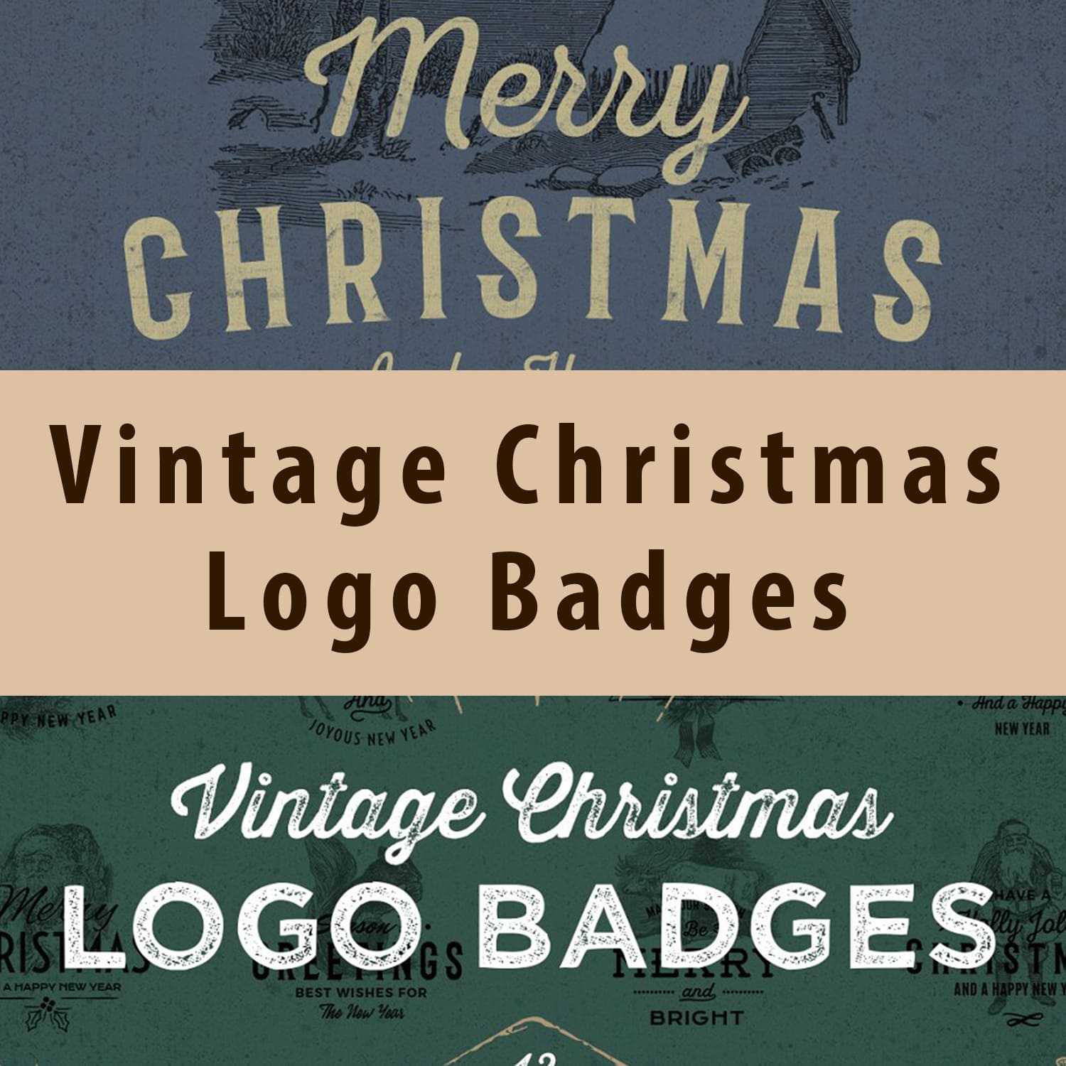 Vintage Christmas Logo Badges main cover.