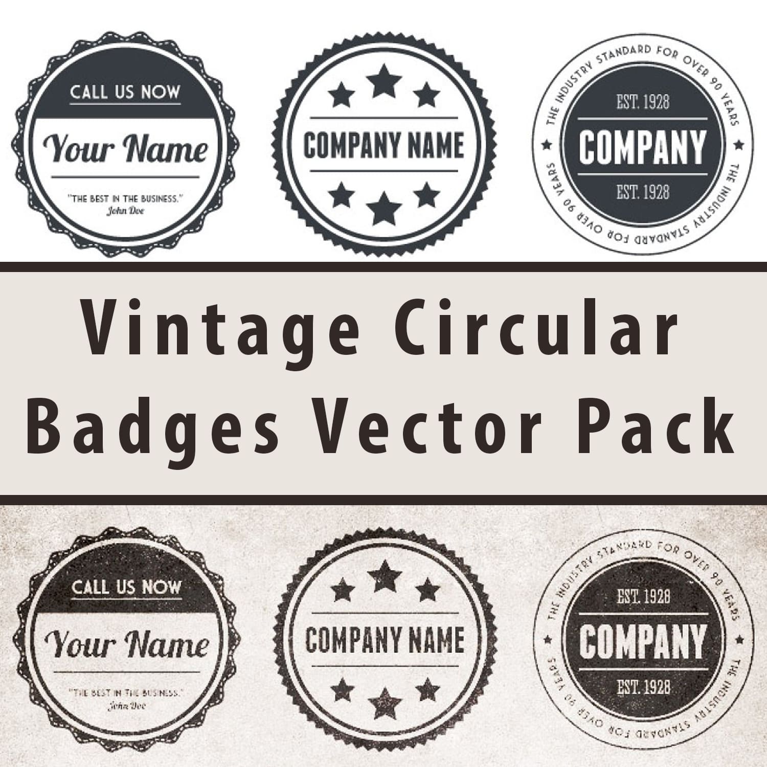 Vintage Circular Badges Vector Pack main cover.