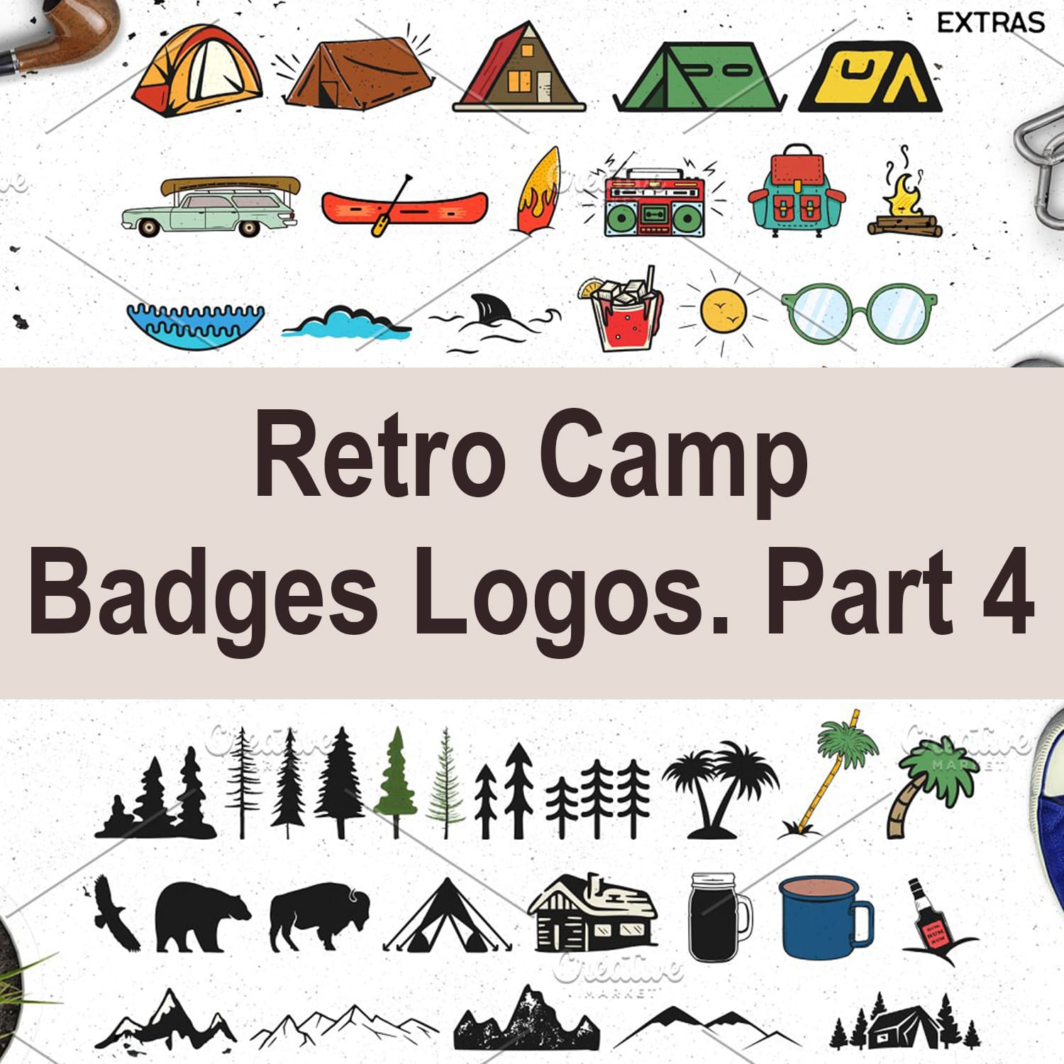 Retro Camp Badges Logos. Part 4 main cover.