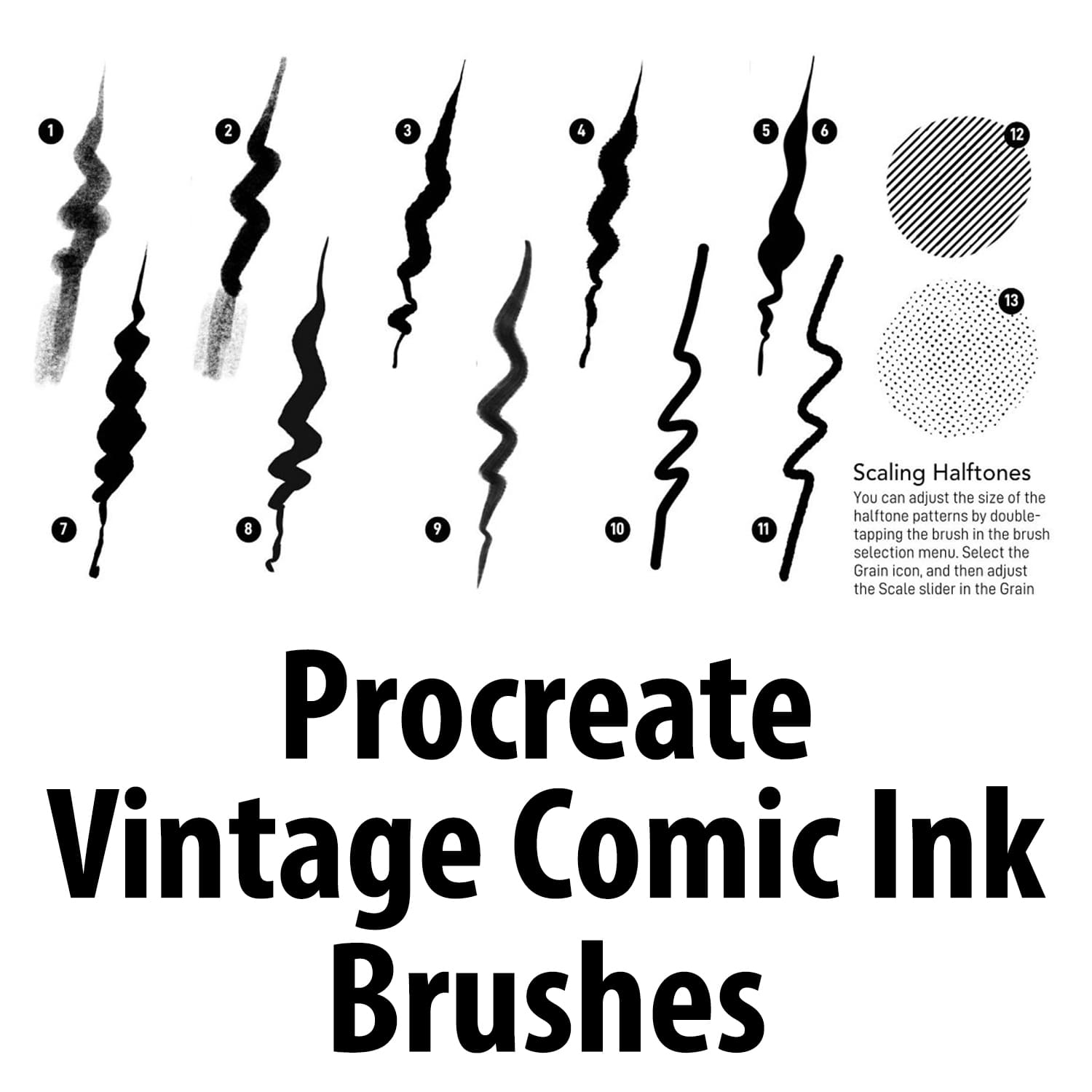 Procreate Vintage Comic Ink Brushes main cover.