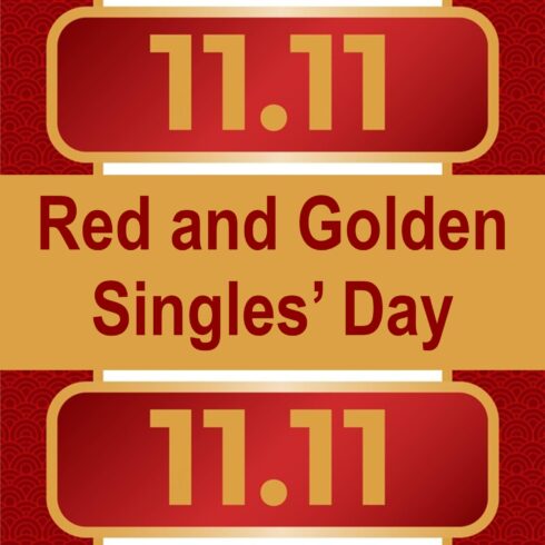 Red and Golden Singles' Day Free Vector main cover.