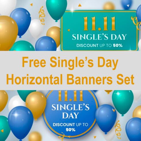 Free Single's Day Horizontal Banners Set main cover.
