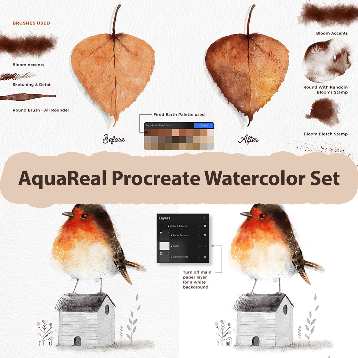 AquaReal Procreate Watercolor Set cover image.