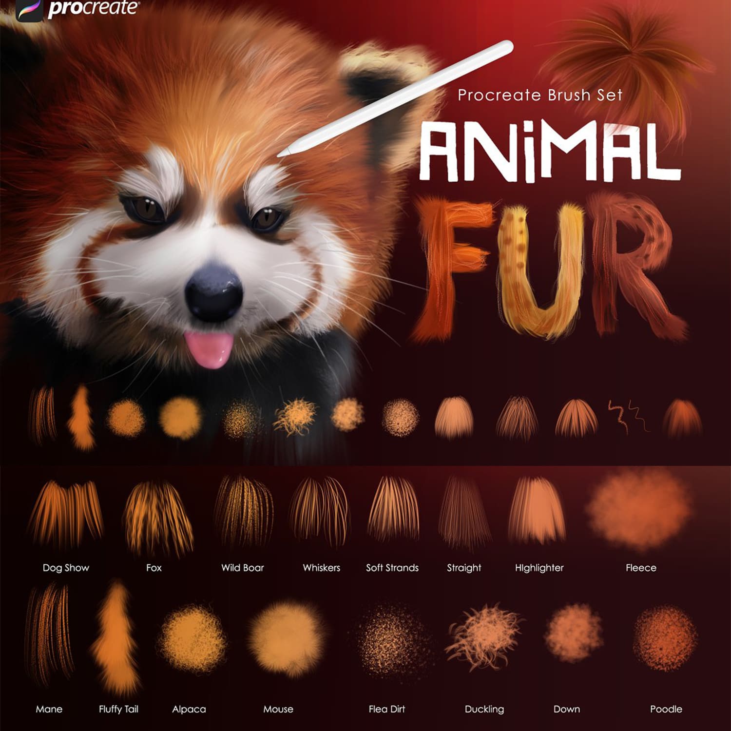 Animal Fur Procreate Brushes cover image.